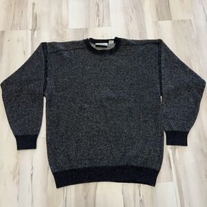 Vintage Broughs Great Outdoors Sweater Mens Large Gray Lambswool Crewneck 80s